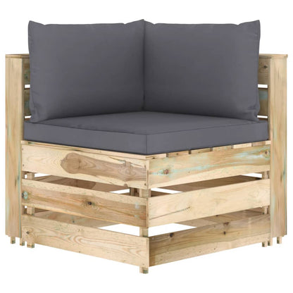 vidaXL 4-tlg. Garten-Lounge-Set mit Kissen Grün Imprägniertes Holz