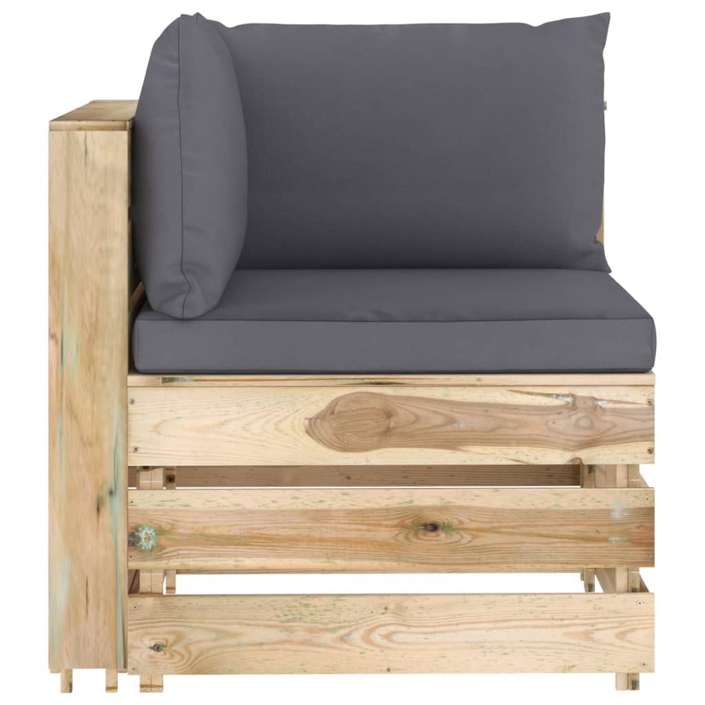 vidaXL 4-tlg. Garten-Lounge-Set mit Kissen Grün Imprägniertes Holz