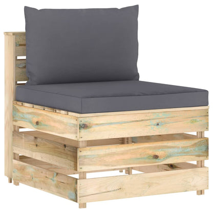 vidaXL 4-tlg. Garten-Lounge-Set mit Kissen Grün Imprägniertes Holz