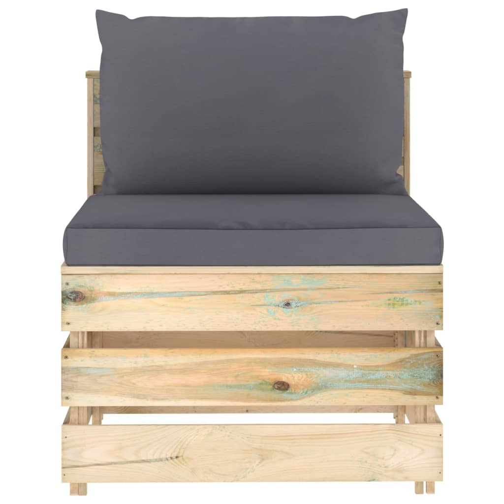 vidaXL 4-tlg. Garten-Lounge-Set mit Kissen Grün Imprägniertes Holz