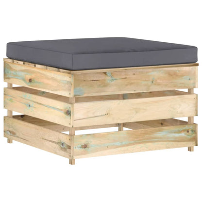 vidaXL 4-tlg. Garten-Lounge-Set mit Kissen Grün Imprägniertes Holz