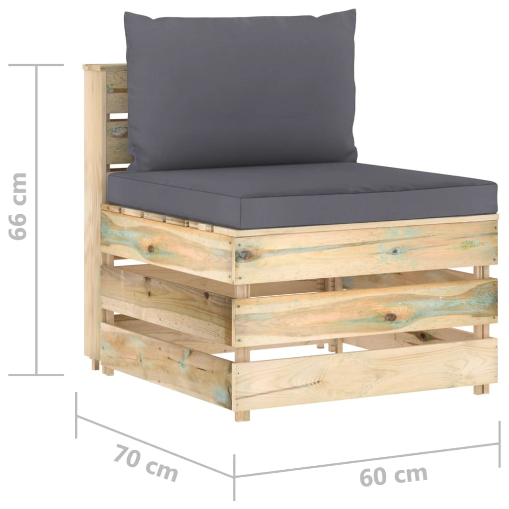 vidaXL 4-tlg. Garten-Lounge-Set mit Kissen Grün Imprägniertes Holz