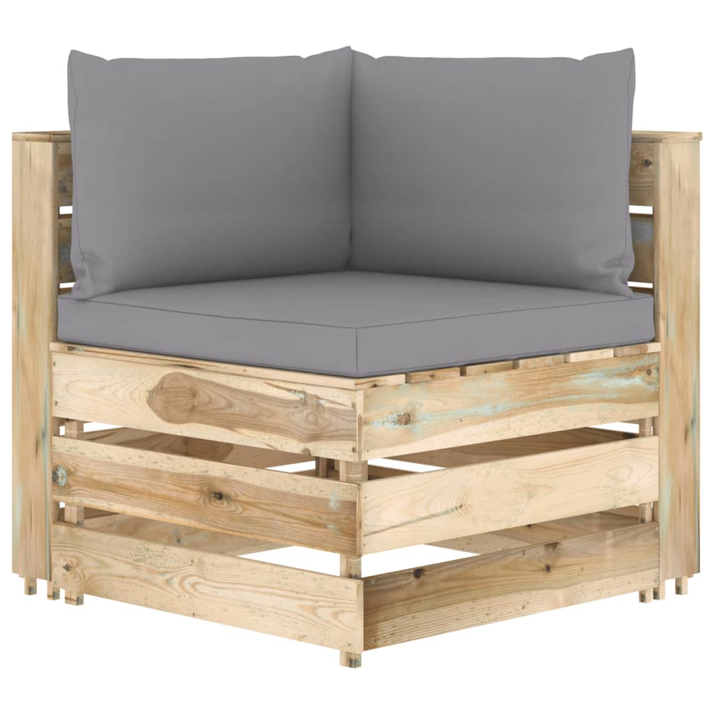 vidaXL 4-tlg. Garten-Lounge-Set mit Kissen Grün Imprägniertes Holz