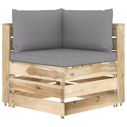 vidaXL 4-tlg. Garten-Lounge-Set mit Kissen Grün Imprägniertes Holz