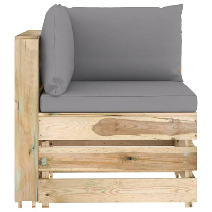 vidaXL 4-tlg. Garten-Lounge-Set mit Kissen Grün Imprägniertes Holz