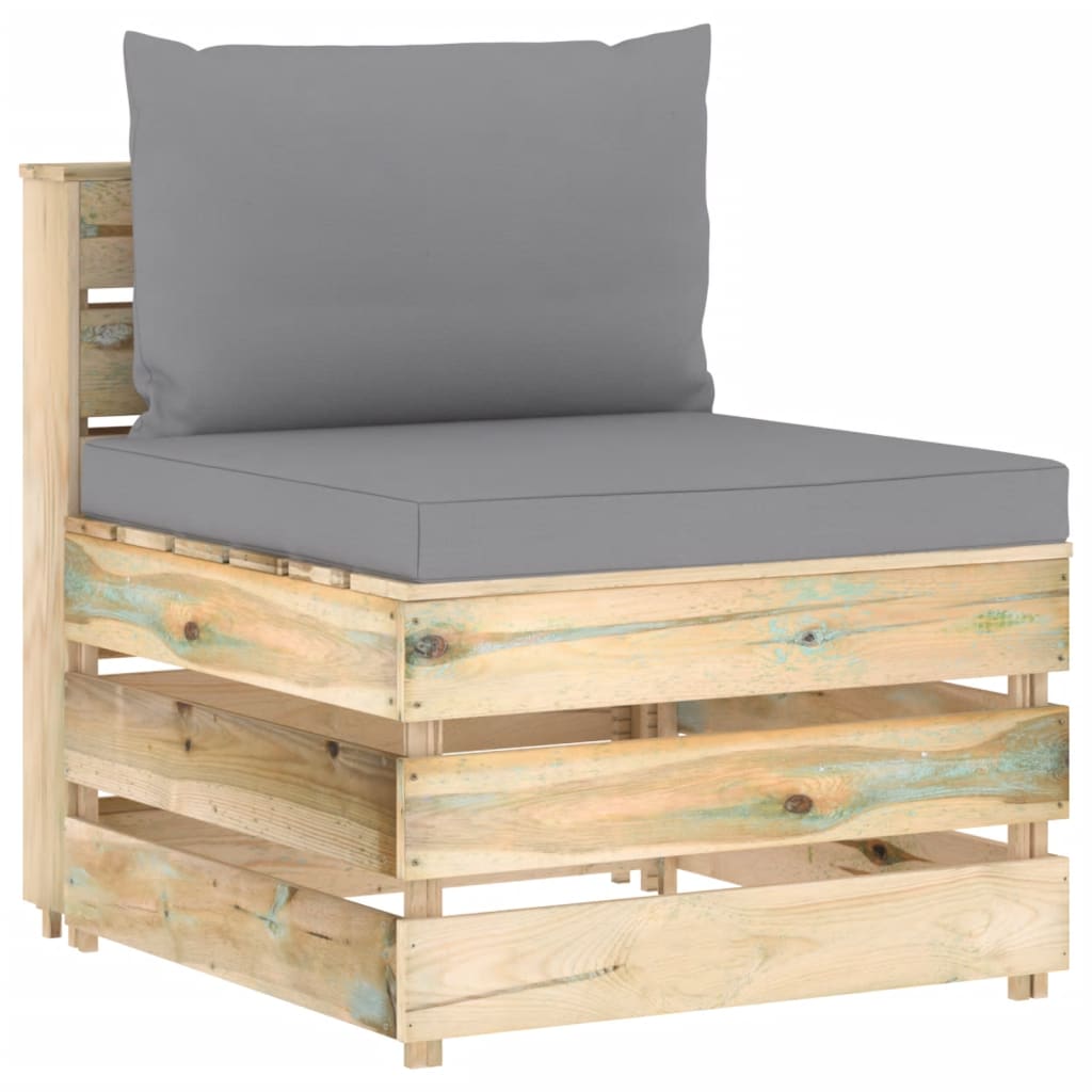vidaXL 4-tlg. Garten-Lounge-Set mit Kissen Grün Imprägniertes Holz