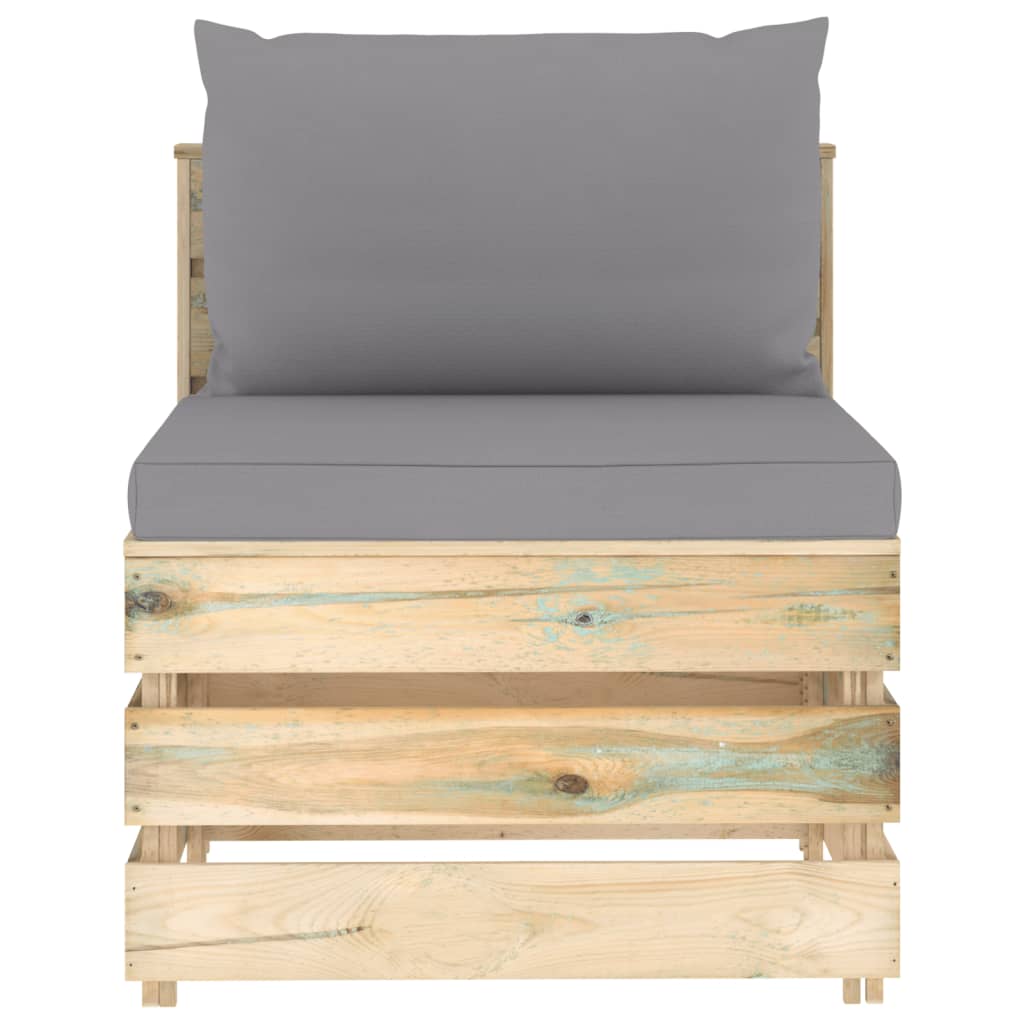 vidaXL 4-tlg. Garten-Lounge-Set mit Kissen Grün Imprägniertes Holz