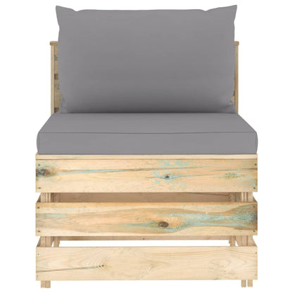 vidaXL 4-tlg. Garten-Lounge-Set mit Kissen Grün Imprägniertes Holz