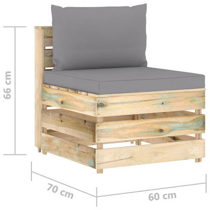 vidaXL 4-tlg. Garten-Lounge-Set mit Kissen Grün Imprägniertes Holz