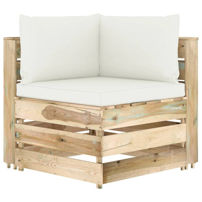 vidaXL 4-tlg. Garten-Lounge-Set mit Kissen Grün Imprägniertes Holz