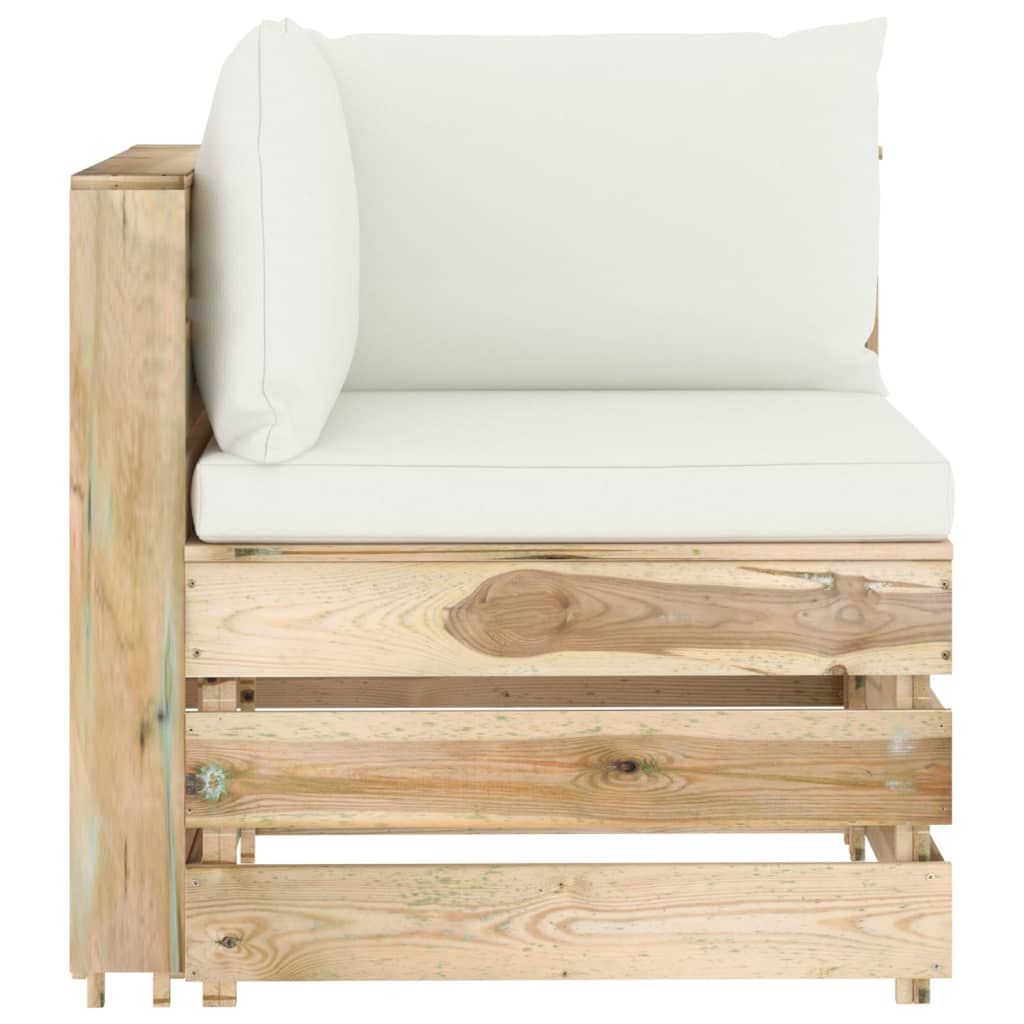 vidaXL 4-tlg. Garten-Lounge-Set mit Kissen Grün Imprägniertes Holz