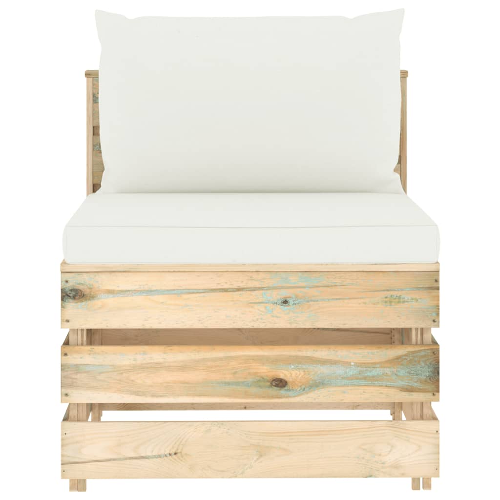 vidaXL 4-tlg. Garten-Lounge-Set mit Kissen Grün Imprägniertes Holz