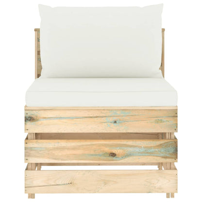vidaXL 4-tlg. Garten-Lounge-Set mit Kissen Grün Imprägniertes Holz