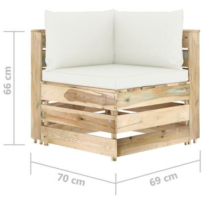 vidaXL 4-tlg. Garten-Lounge-Set mit Kissen Grün Imprägniertes Holz