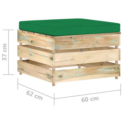 vidaXL 4-tlg. Garten-Lounge-Set mit Kissen Grün Imprägniertes Holz