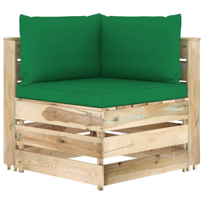 vidaXL 4-tlg. Garten-Lounge-Set mit Kissen Grün Imprägniertes Holz
