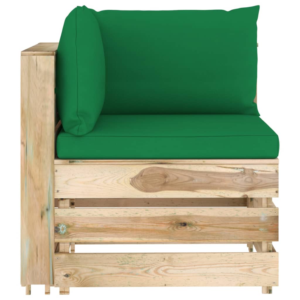 vidaXL 4-tlg. Garten-Lounge-Set mit Kissen Grün Imprägniertes Holz