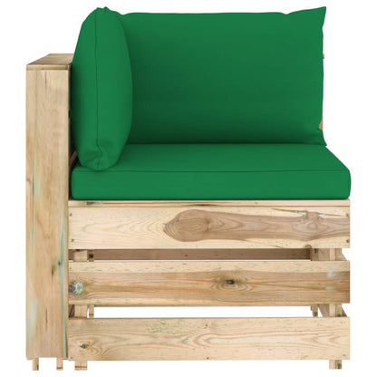 vidaXL 4-tlg. Garten-Lounge-Set mit Kissen Grün Imprägniertes Holz