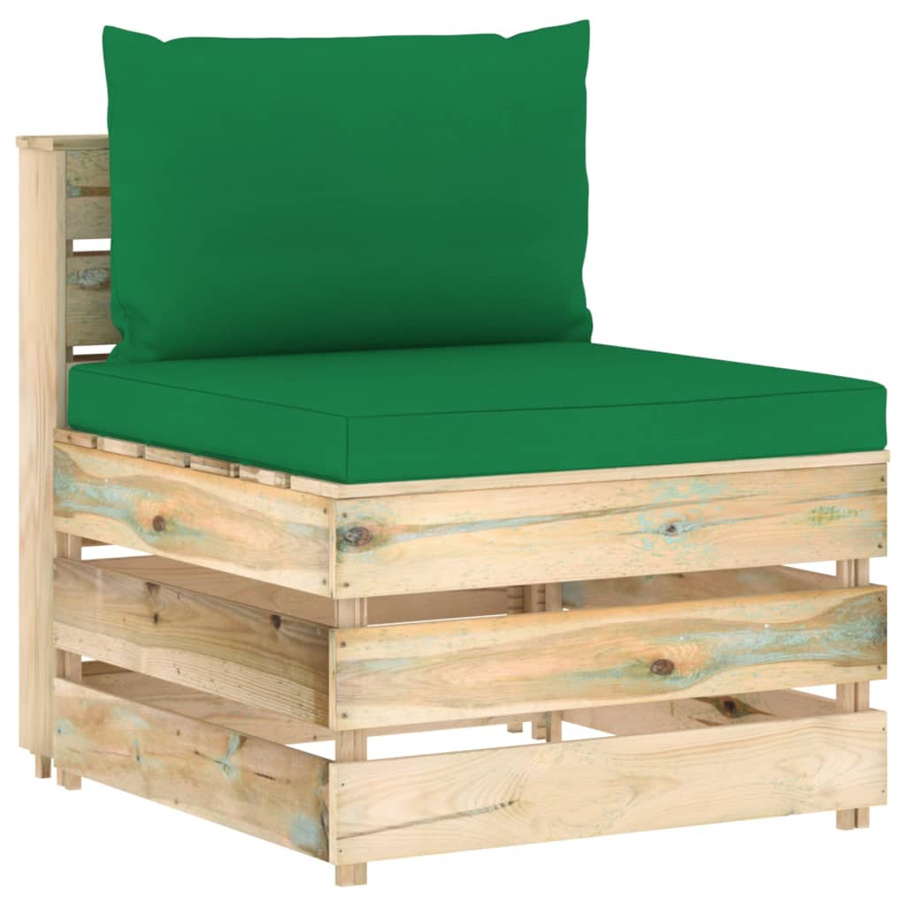 vidaXL 4-tlg. Garten-Lounge-Set mit Kissen Grün Imprägniertes Holz