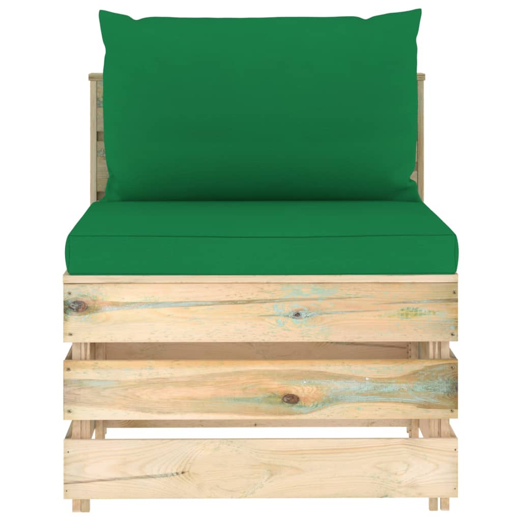 vidaXL 4-tlg. Garten-Lounge-Set mit Kissen Grün Imprägniertes Holz