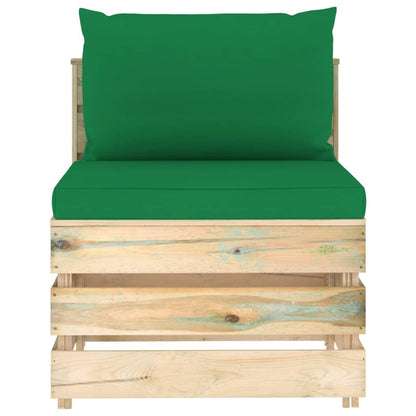 vidaXL 4-tlg. Garten-Lounge-Set mit Kissen Grün Imprägniertes Holz
