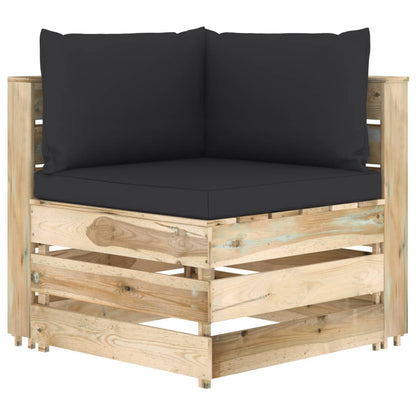 vidaXL 4-tlg. Garten-Lounge-Set mit Kissen Grün Imprägniertes Holz