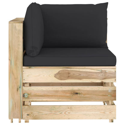 vidaXL 4-tlg. Garten-Lounge-Set mit Kissen Grün Imprägniertes Holz