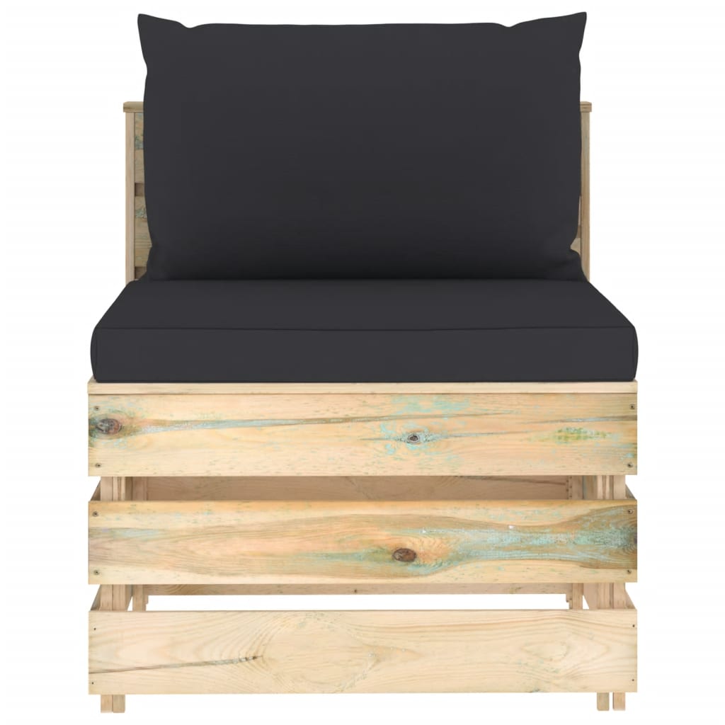 vidaXL 4-tlg. Garten-Lounge-Set mit Kissen Grün Imprägniertes Holz
