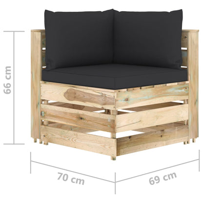 vidaXL 4-tlg. Garten-Lounge-Set mit Kissen Grün Imprägniertes Holz