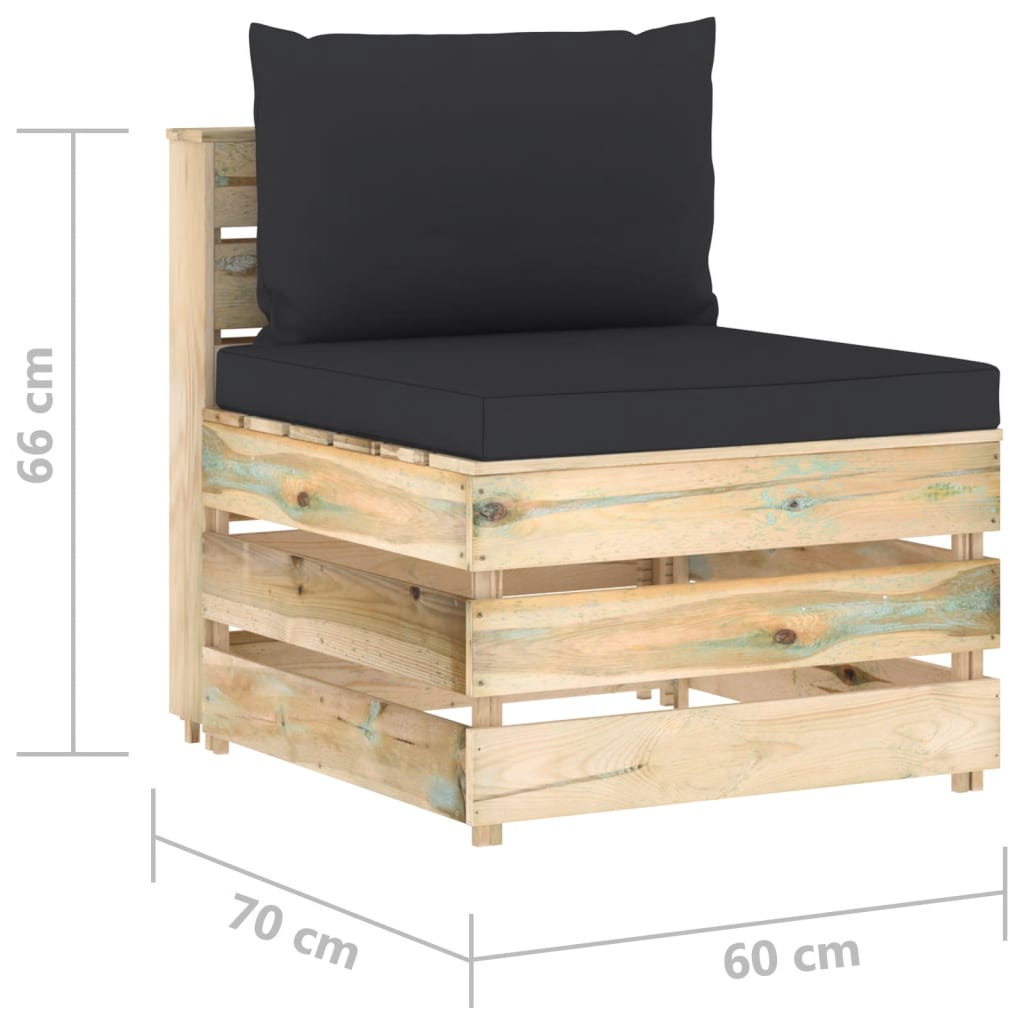 vidaXL 4-tlg. Garten-Lounge-Set mit Kissen Grün Imprägniertes Holz