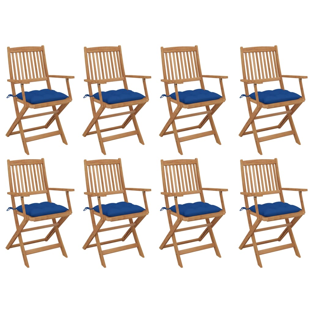 vidaXL Klappbare Gartenstühle mit Kissen 8 Stk. Massivholz Akazie