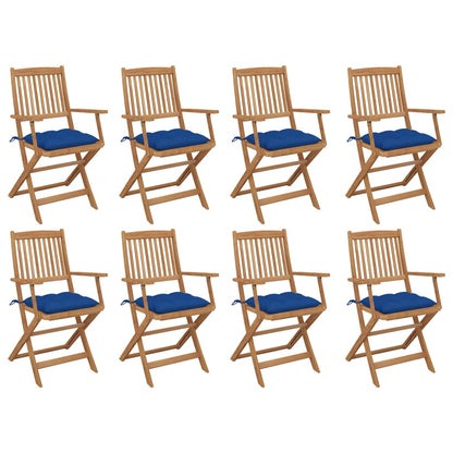 vidaXL Klappbare Gartenstühle mit Kissen 8 Stk. Massivholz Akazie