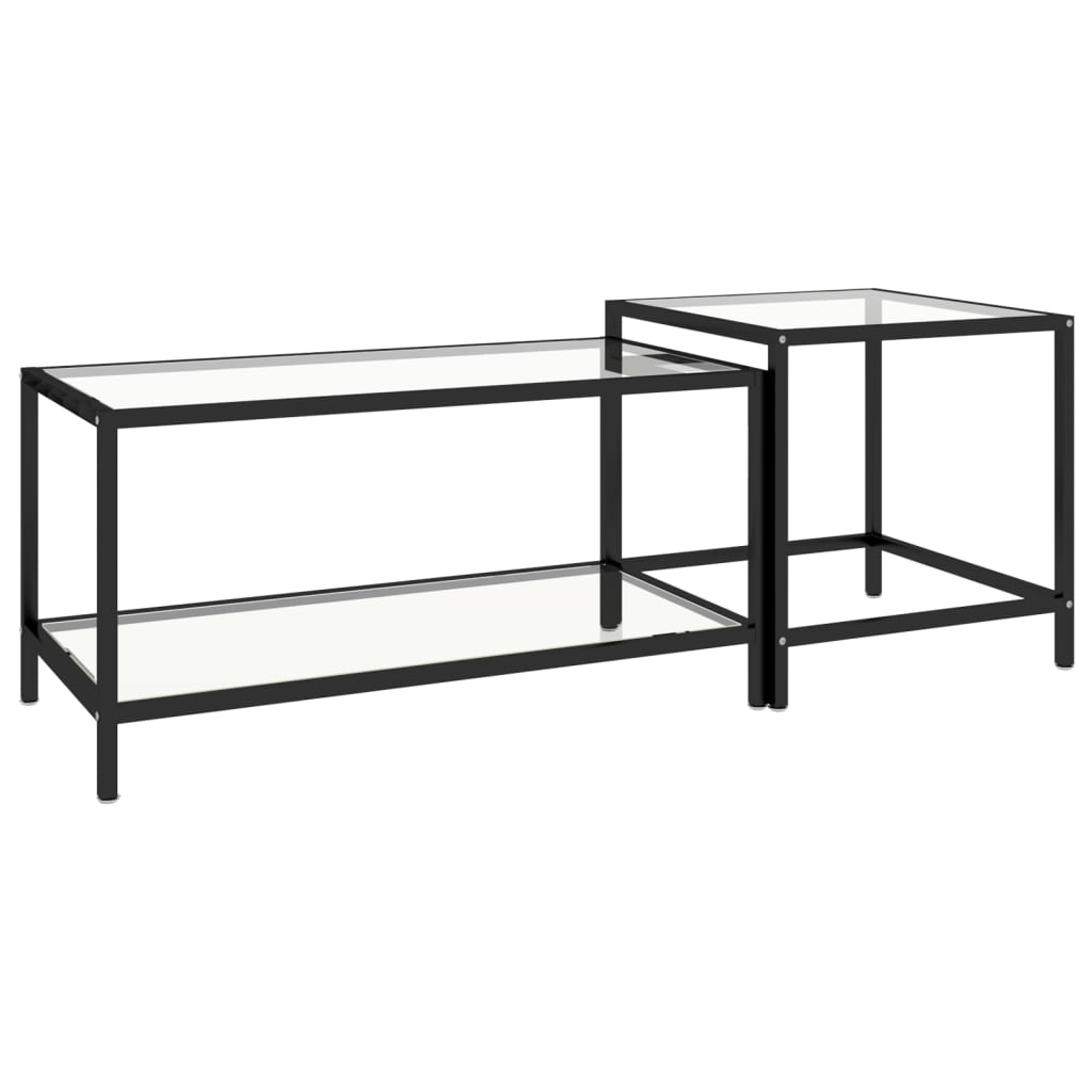 vidaXL Tables d'appoint 2 pcs Verre trempé Transparent