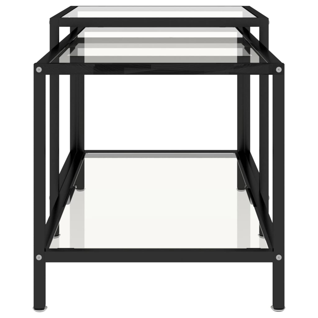 vidaXL Tables d'appoint 2 pcs Verre trempé Transparent