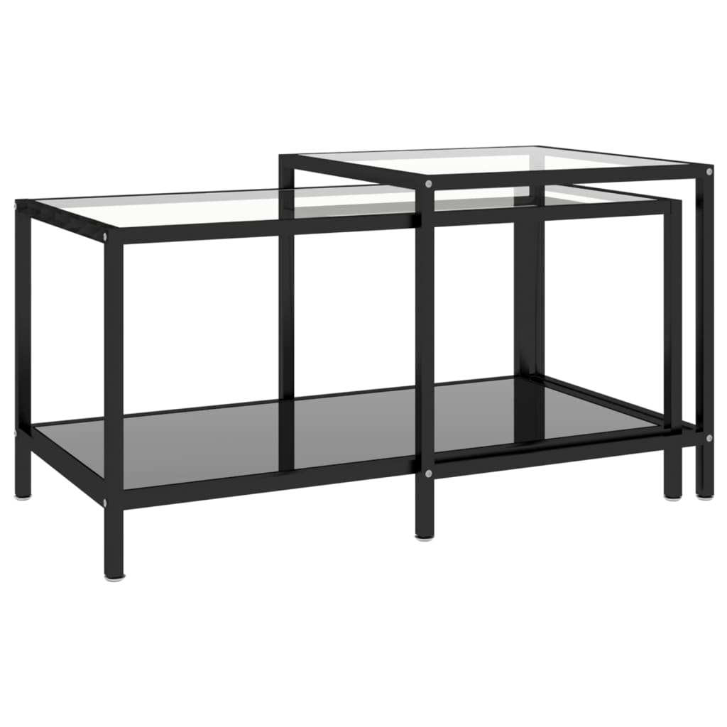 vidaXL Tables d'appoint 2 pcs Verre trempé Noir