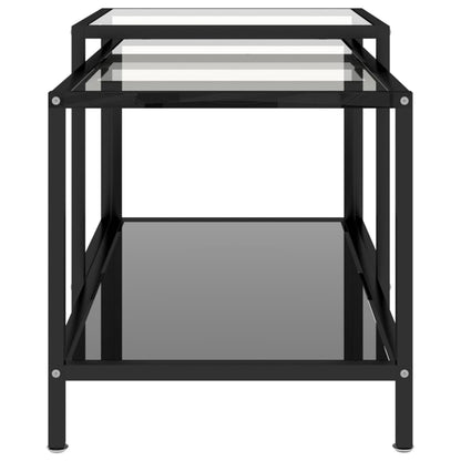 vidaXL Tables d'appoint 2 pcs Verre trempé Noir