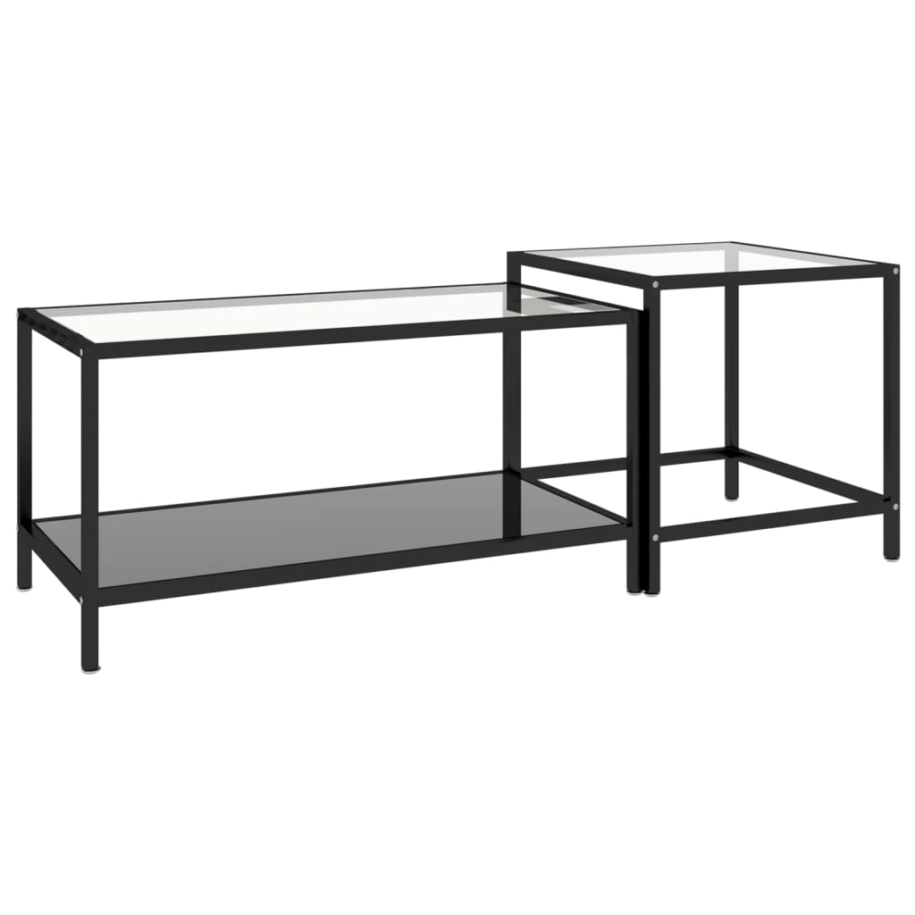 vidaXL Tables d'appoint 2 pcs Verre trempé Noir
