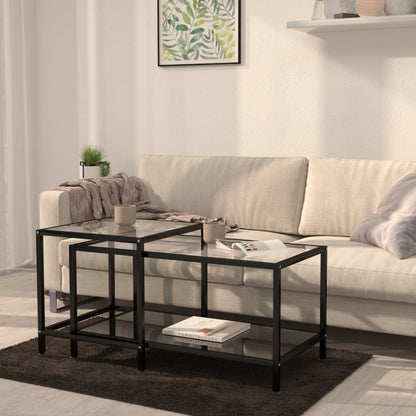 vidaXL Tables d'appoint 2 pcs Verre trempé Noir