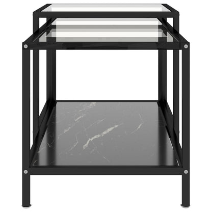 vidaXL Tables d'appoint 2 pcs Verre trempé Noir