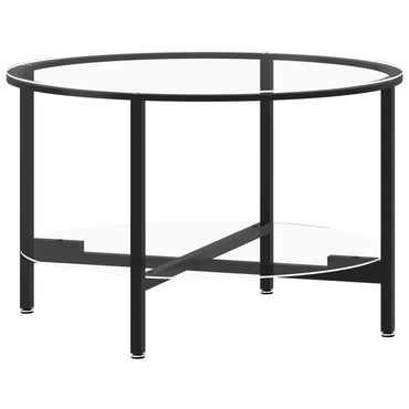 vidaXL Table d'appoint Verre trempé Noir et Transparent 70 cm