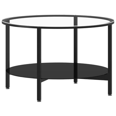 vidaXL Table d'appoint noir et transparent 70 cm Verre trempé