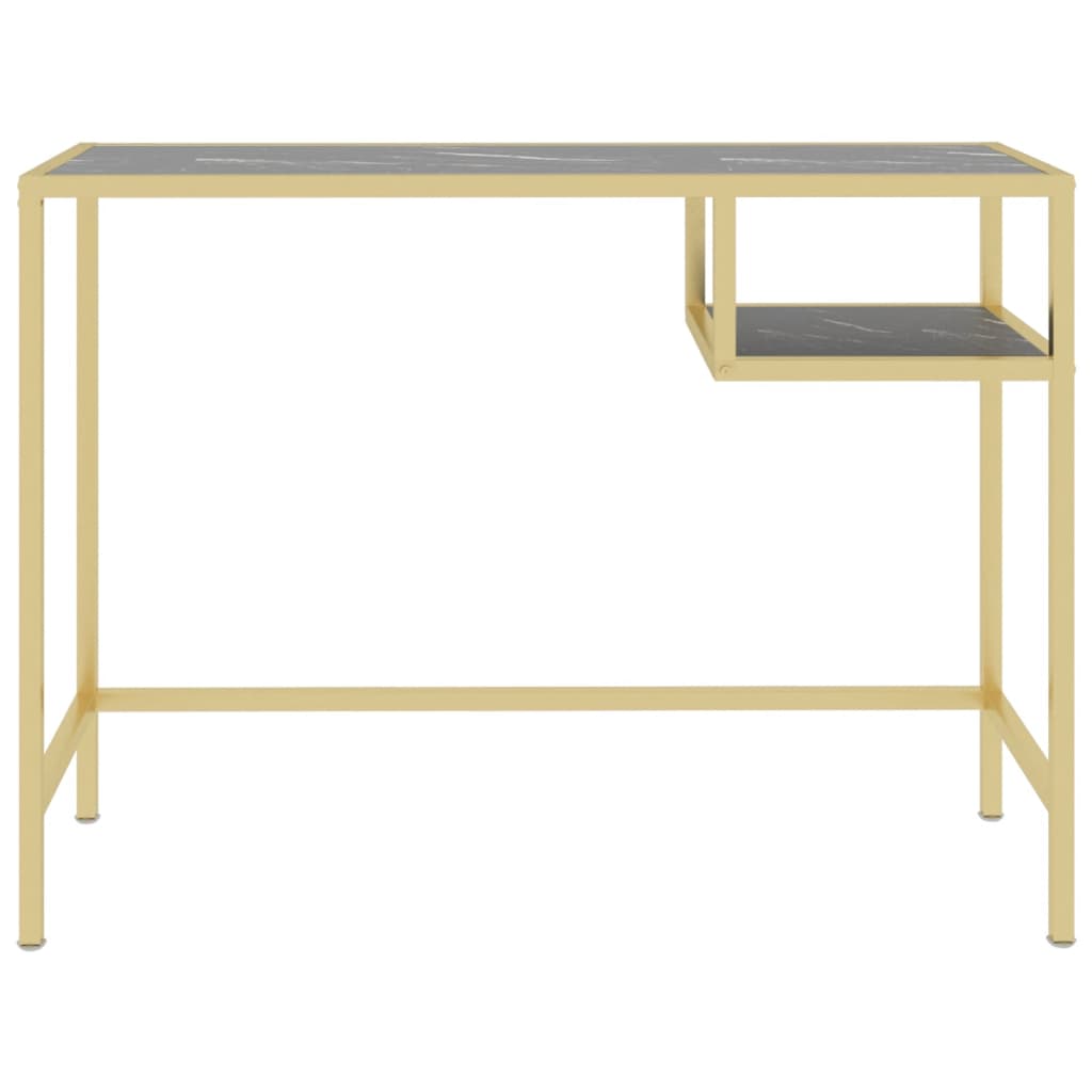 vidaXL Bureau noir marbre 100x36x74 cm verre trempé