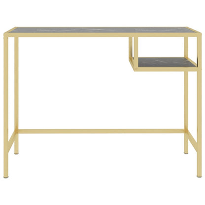 vidaXL Bureau noir marbre 100x36x74 cm verre trempé