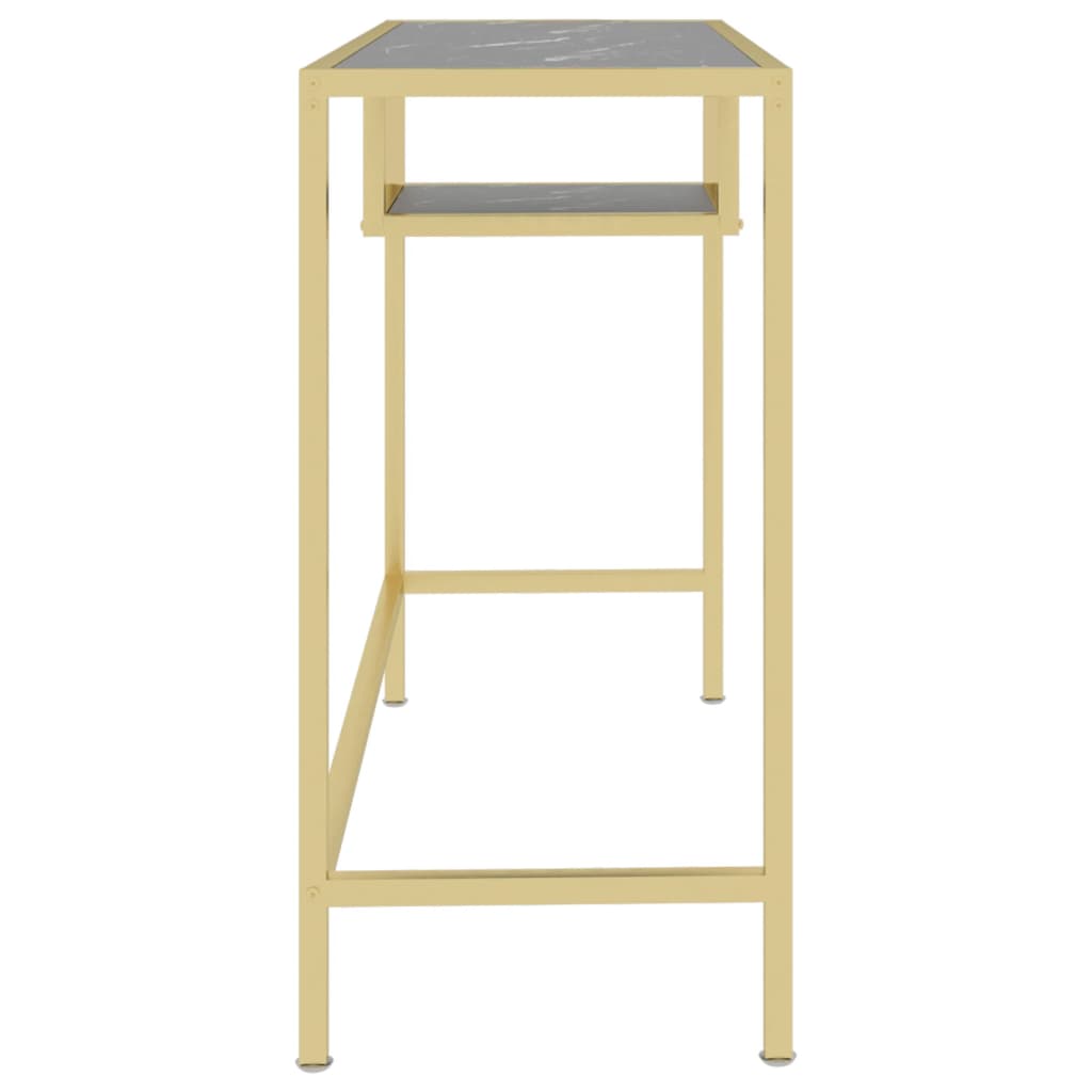 vidaXL Bureau noir marbre 100x36x74 cm verre trempé