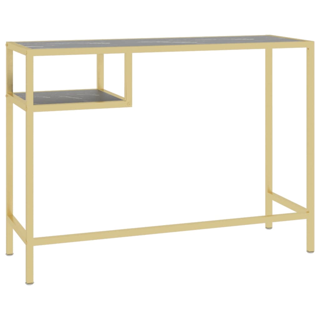 vidaXL Bureau noir marbre 100x36x74 cm verre trempé