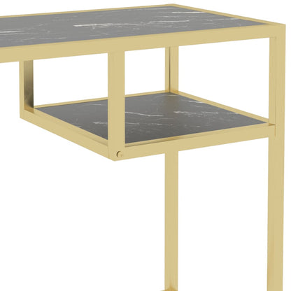vidaXL Bureau noir marbre 100x36x74 cm verre trempé