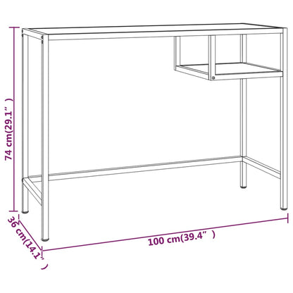 vidaXL Bureau noir marbre 100x36x74 cm verre trempé