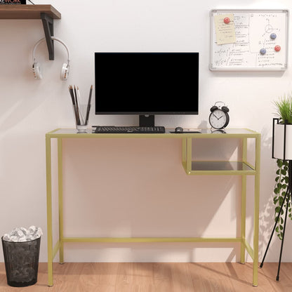 vidaXL Bureau noir marbre 100x36x74 cm verre trempé