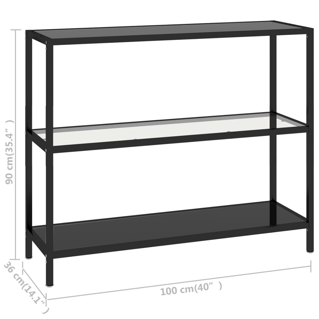 vidaXL Regal Transparent und Schwarz 100x36x90 cm Gehärtetes Glas
