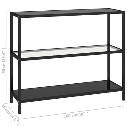 vidaXL Regal Transparent und Schwarz 100x36x90 cm Gehärtetes Glas